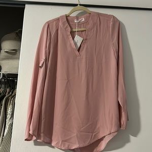 Pink blouse.